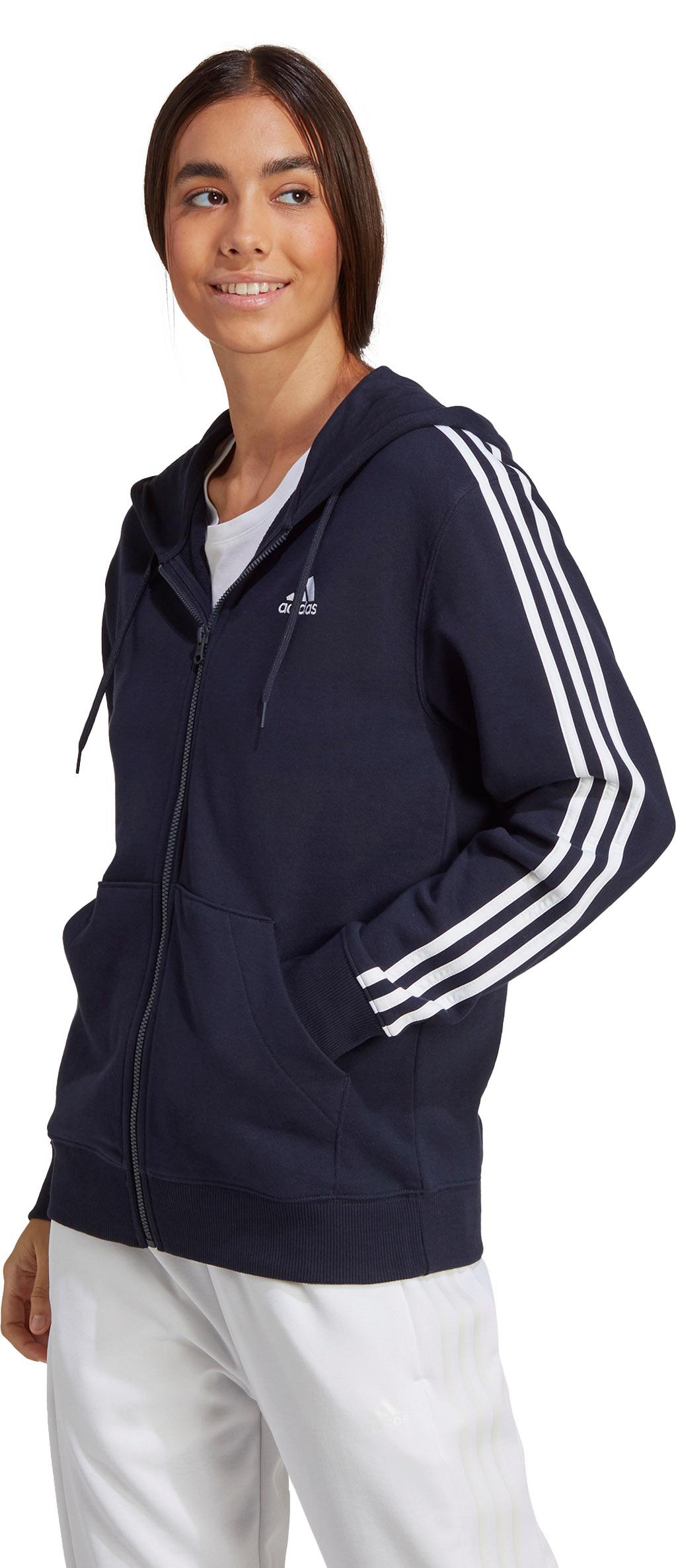 Adidas ESSENTIALS 3-STREIFEN FRENCH TERRY Kapuzenjacke Damen legink-white  im Online Shop von SportScheck kaufen