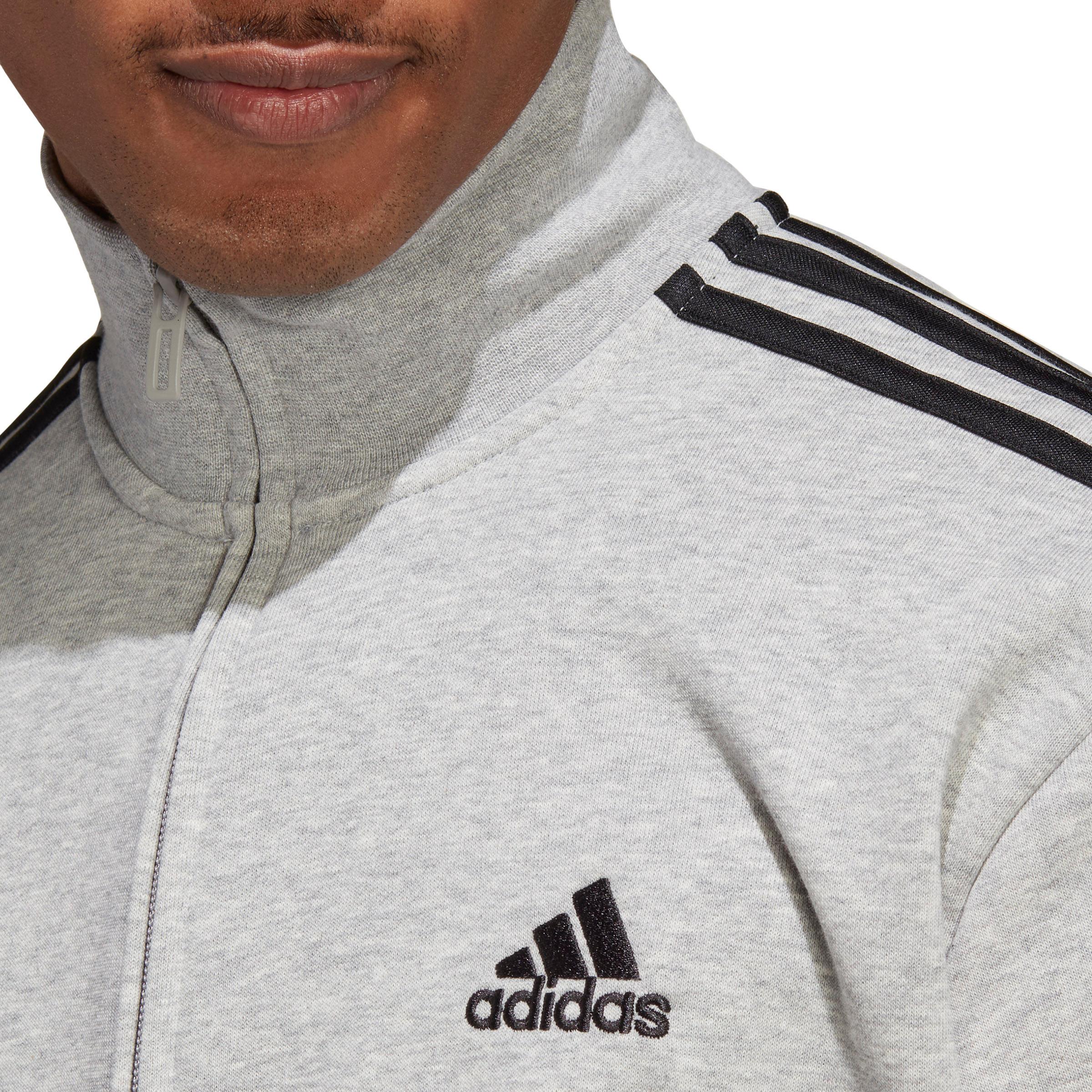 Adidas BASIC 3-STREIFEN FRENCH TERRY SportScheck Shop im medium von grey kaufen Herren Trainingsanzug Online heather-black