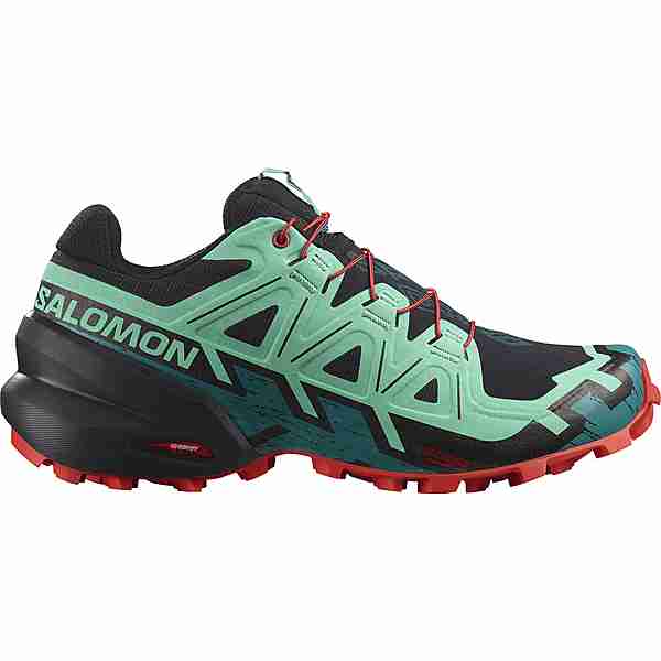 Salomon SPEEDCROSS 6 Trailrunning Schuhe Damen black-biscay green-fiery red
