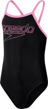 SPEEDO Logo Thinstrap Muscleback Badeanzug M&auml;dchen - black-taffy pink