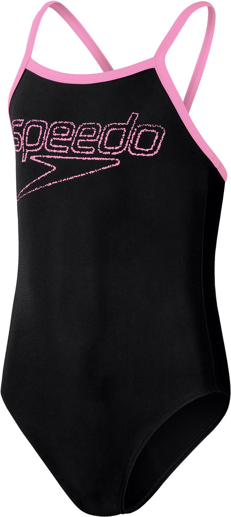 SPEEDO SPEEDO Logo Thinstrap Muscleback Badeanzug M&auml;dchen - black-taffy pink - 0 | SportScheck