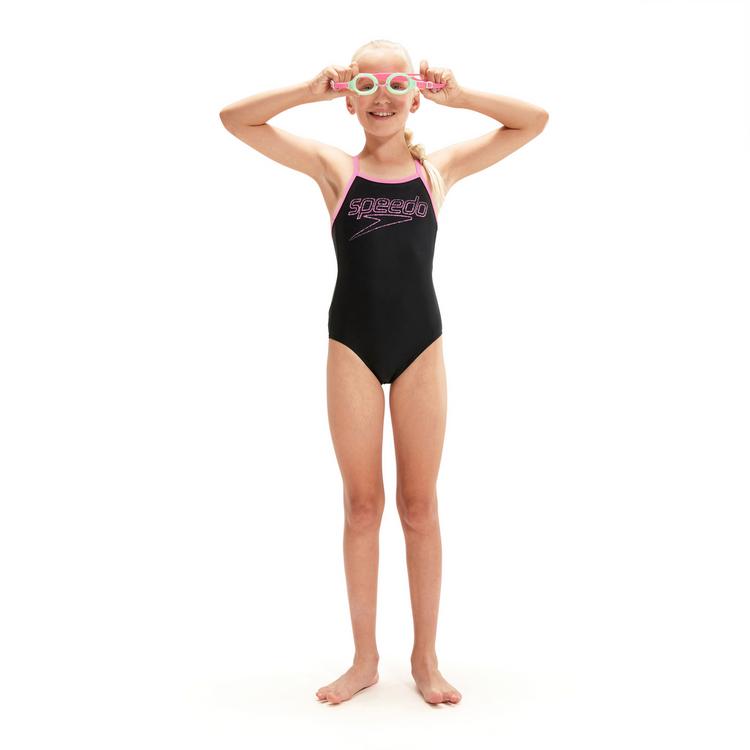 SPEEDO SPEEDO Logo Thinstrap Muscleback Badeanzug M&auml;dchen - black-taffy pink - 5 | SportScheck