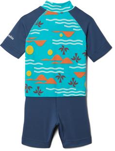 Rückansicht von Columbia SANDY SHORES SUNGUARD Schwimmanzug Kinder bright aqua seaside-dark mountain