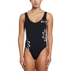 Rückansicht von Nike Multi Logo Badeanzug Damen black