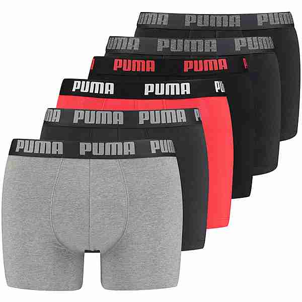 PUMA Basic Boxershorts Herren grey-red-black
