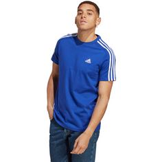 Rückansicht von adidas ESSENTIALS SINGLE JERSEY 3-STREIFEN T-Shirt Herren semi lucid blue-white