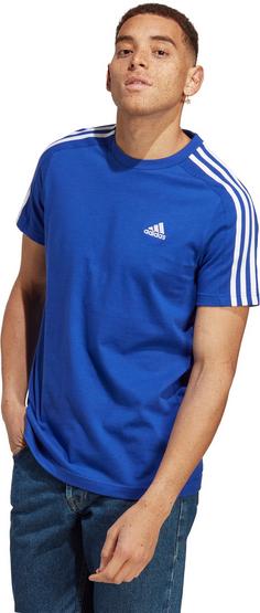Rückansicht von adidas ESSENTIALS SINGLE JERSEY 3-STREIFEN T-Shirt Herren semi lucid blue-white