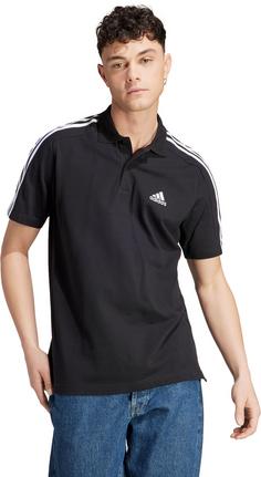 Rückansicht von adidas 3-STREIFEN Poloshirt Herren black-white