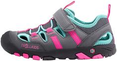 Rückansicht von Trollkids KROKSAND Outdoorsandalen Kinder anthracite-pink