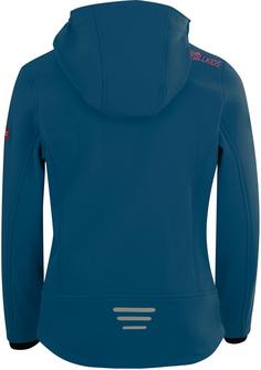 Rückansicht von Trollkids TROLLFJORD Softshelljacke Kinder midnight blue-coral