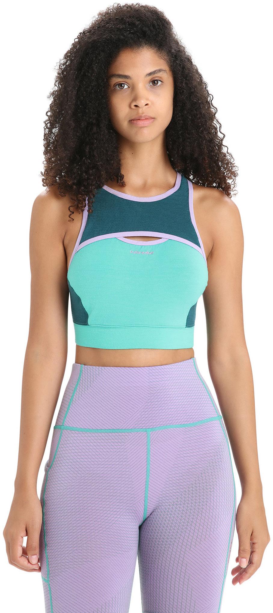 Icebreaker MERINO ZONEKNIT SPORT BRA - Sport-BH mit mittlerer Stützkraft -  fresh/green glory/türkis 