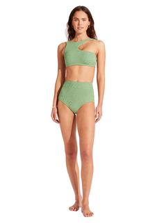 Rückansicht von Seafolly Second Wave Bikini Oberteil Damen palm green