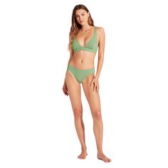 Rückansicht von Seafolly Second Wave Bikini Hose Damen palm green