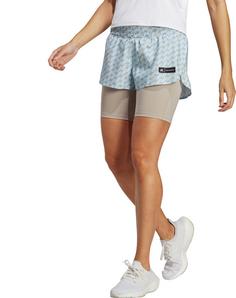 Rückansicht von adidas Funktionsshorts Damen ice blue