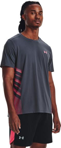 Rückansicht von Under Armour ISO-CHILL LASER Funktionsshirt Herren downpourgray-pinkshock-reflective