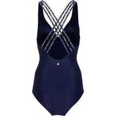 Rückansicht von Lascana Badeanzug Damen navy-leo