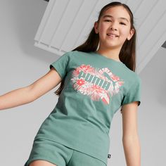 Rückansicht von PUMA ESSENTIAL FLOWER POWER T-Shirt Kinder adriatic