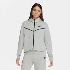 Rückansicht von Nike Tech Fleece Sweatjacke Damen dk grey heather-black