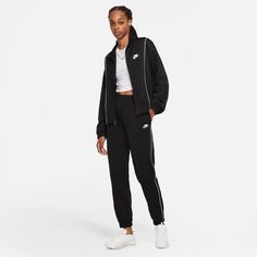 Rückansicht von Nike Essential Trainingsanzug Damen black-white-white