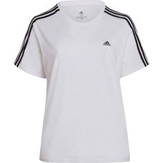 adidas ESSENTIALS SLIM 3-STREIFEN T-Shirt Damen white-black