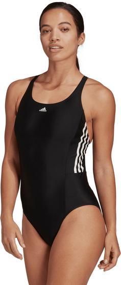 Rückansicht von adidas 3S MID SUIT Schwimmanzug Damen black-white