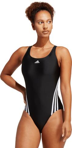 Rückansicht von adidas 3S SWIMSUIT Schwimmanzug Damen black-white