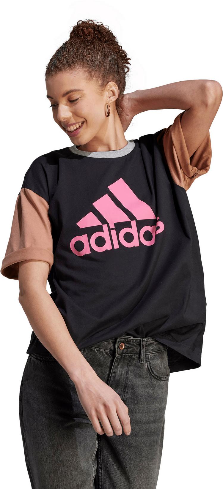 adidas adidas Boyfriend T-Shirt Damen - black-clay strata-medium grey heather-pink fusion - 0 | SportScheck