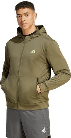 Rückansicht von adidas TRAIN ESSENTIALS SEASONAL Trainingsjacke Herren olive strata-pulse lime