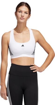 Rückansicht von adidas POWERREACT TRAINING 3-STREIFEN Sport-BH Damen white-black