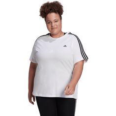 Rückansicht von adidas ESSENTIALS SLIM 3-STREIFEN T-Shirt Damen white-black