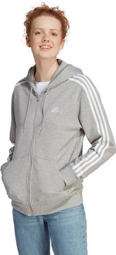 Rückansicht von adidas ESSENTIALS 3-STREIFEN FRENCH TERRY Sweatjacke Damen medium grey heather