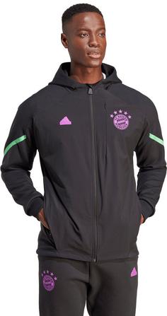 Rückansicht von adidas FC Bayern München Funktionsjacke Herren black-shock purple