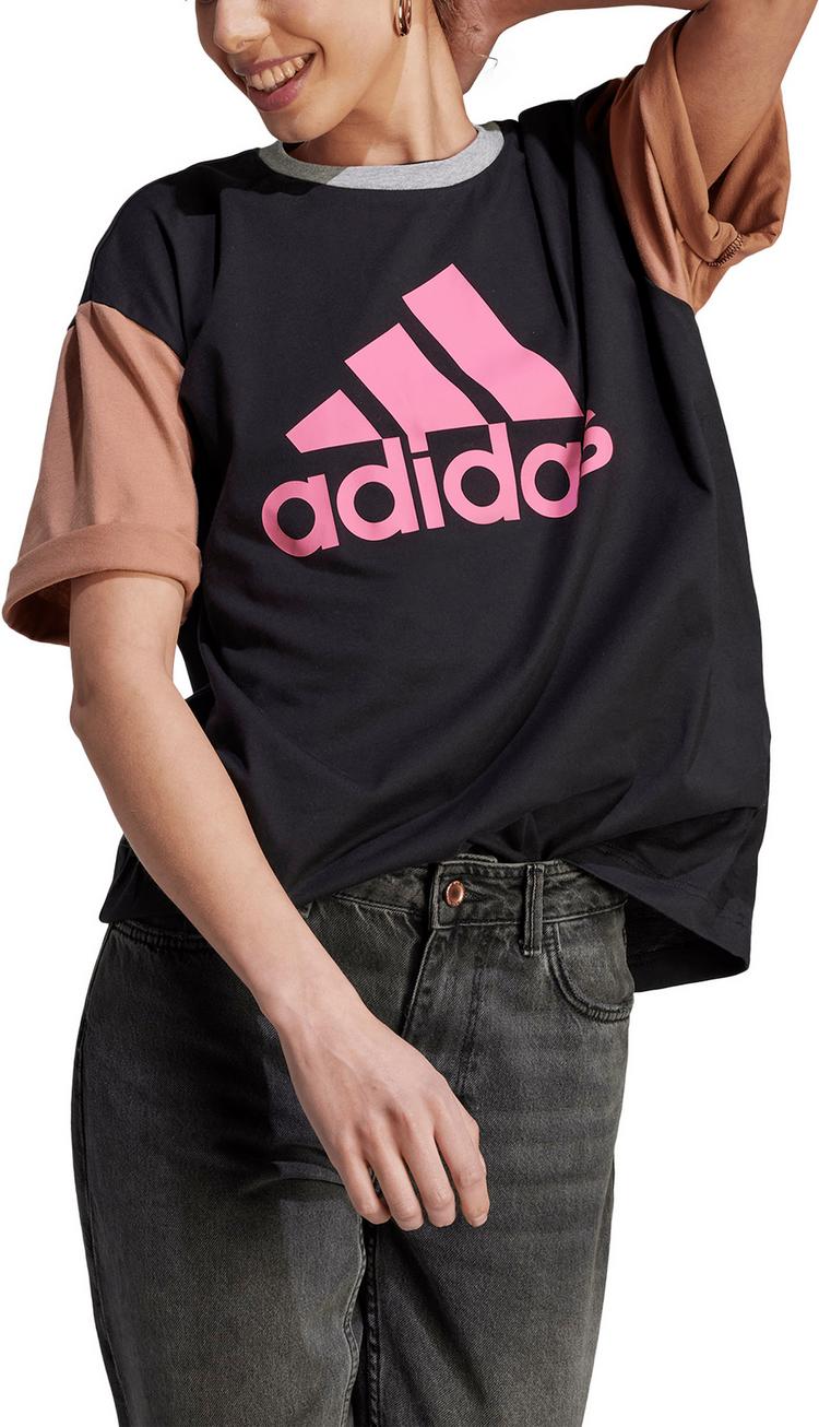 adidas adidas Boyfriend T-Shirt Damen - black-clay strata-medium grey heather-pink fusion - 3 | SportScheck