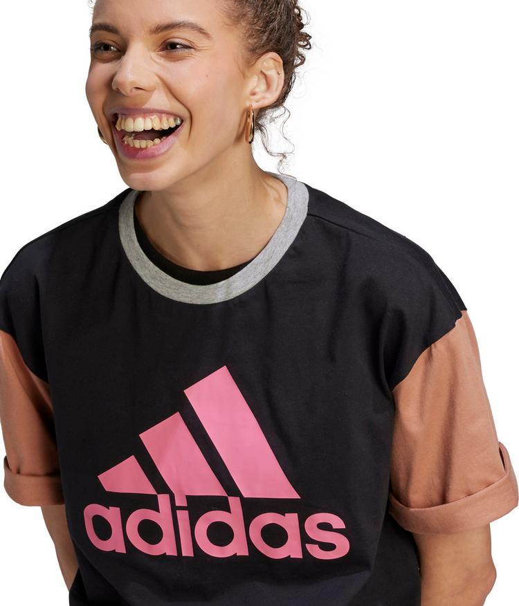 adidas adidas Boyfriend T-Shirt Damen - black-clay strata-medium grey heather-pink fusion - 4 | SportScheck