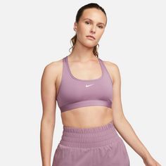 Rückansicht von Nike SWOOSH Sport-BH Damen violet dust-white