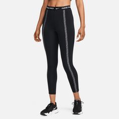 Rückansicht von Nike Pro Dri Fit FEMME 7/8-Tights Damen black-iron grey-white