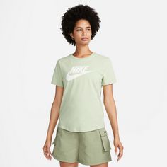 Rückansicht von Nike Essential Icon Futura T-Shirt Damen honeydew-white