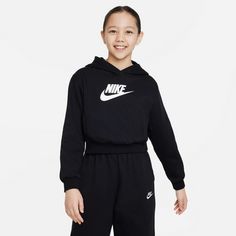 Rückansicht von Nike NSW CLUB FLEECE CROP Hoodie Kinder black-white