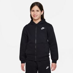 Rückansicht von Nike NSW CLUB FLEECE Sweatjacke Kinder black-white