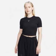 Rückansicht von Nike Essentials Croptop Damen black