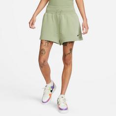 Rückansicht von Nike Phoenix Sweatshorts Damen oil green-black