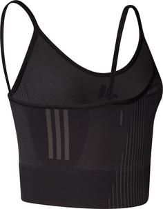 Rückansicht von adidas SEAMLESS BRANDED Croptop Damen black-grey six