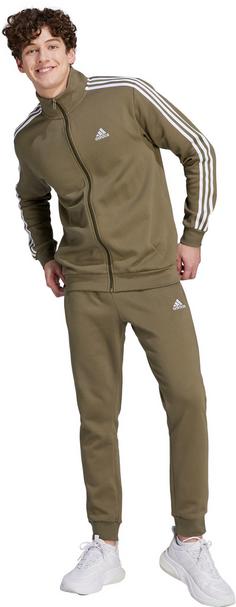 Rückansicht von adidas BASIC 3-STREIFEN Trainingsanzug Herren olive strata