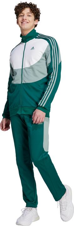 Rückansicht von adidas COLORBLOCK Trainingsanzug Herren collegiate green-silver green-white