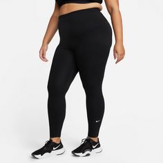Rückansicht von Nike ONE Dri Fit Tights Damen black-white