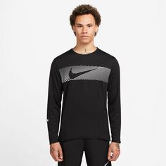 Rückansicht von Nike Miler Funktionsshirt Herren black-reflective silv