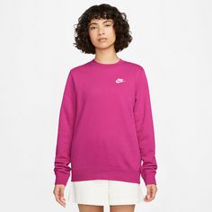 Rückansicht von Nike CLUB Sweatshirt Damen fireberry-white