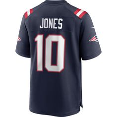 Rückansicht von Nike New England Patriots Mac Jones 10 American Football Trikot Herren college navy