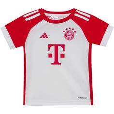 Rückansicht von adidas FC Bayern München 23-24 Heim Babykit Fußballtrikot Kinder white-red