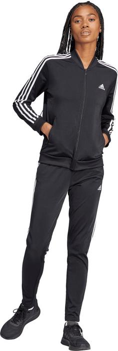 Rückansicht von adidas 3Streifen Trainingsanzug Damen black-white